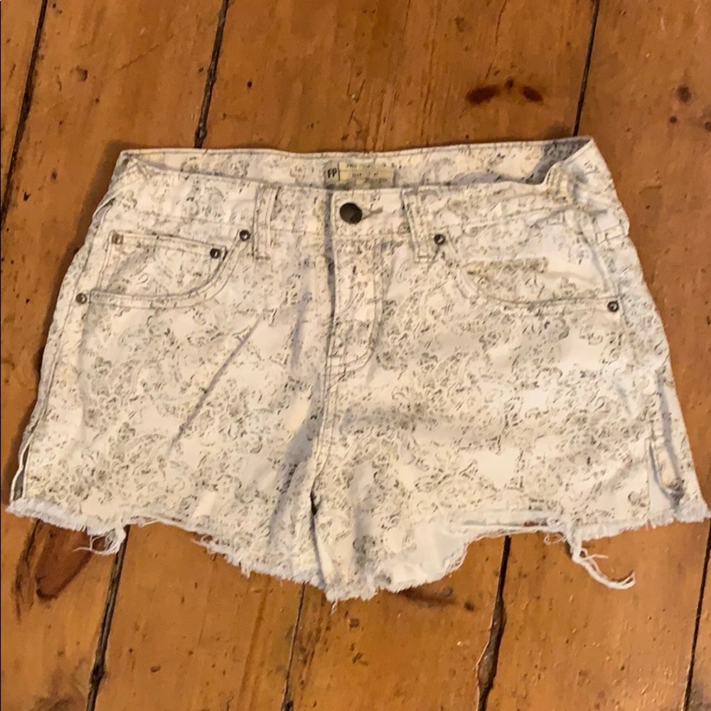Free People White Printed Shorts